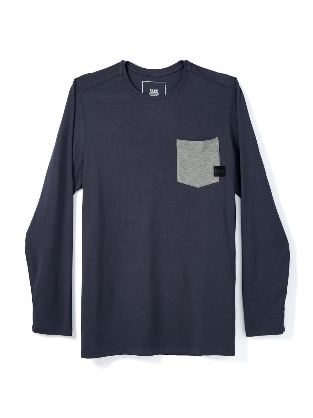 Men’s SAXX Sleepwalker Pocket Long Sleeve Tee Size Large Modal India Ink Gray